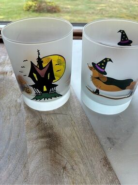 Culver ltd Halloween Dachshund Trick Or Treat Frosted Glass Halloween decor